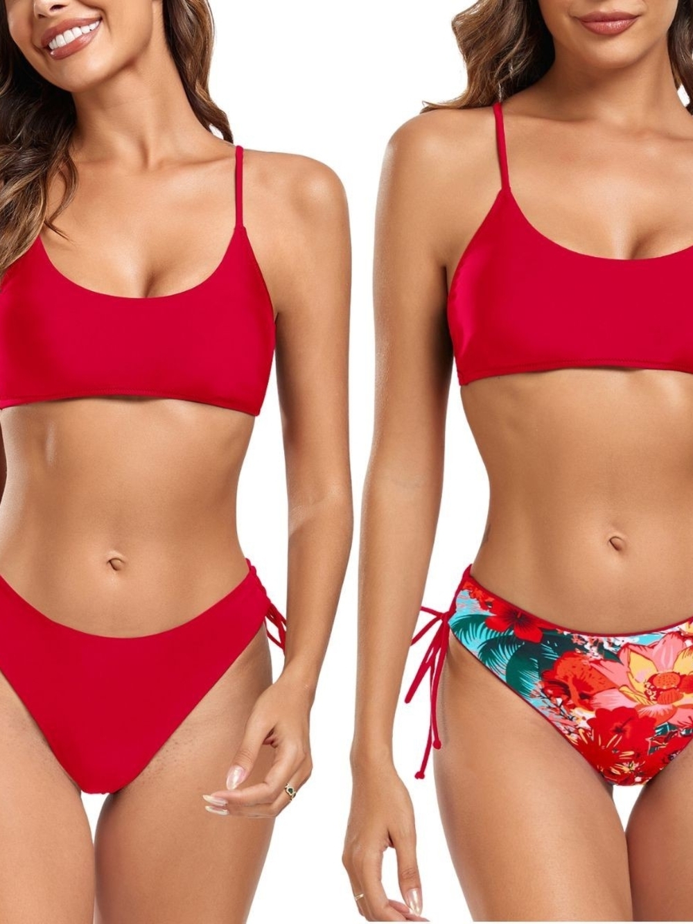 RELLECIGA NWT Reversible Bikini Set Red Floral Size XXL Vacation Resort Beach